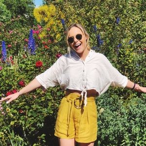 Cream BDG collared button-down shirt: M